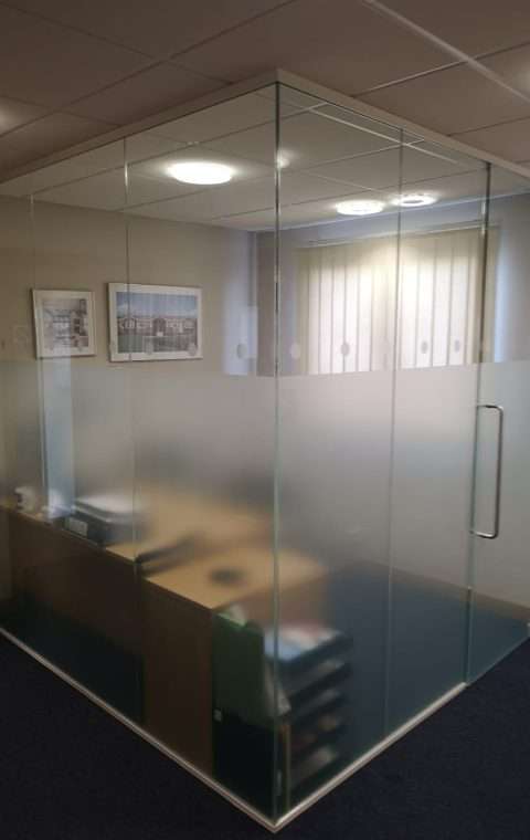 Corner office glass partition wall Northamptonshire