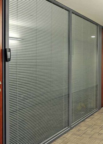 Frameless Glass Partitioning 3 Glass Manifestation and Blinds